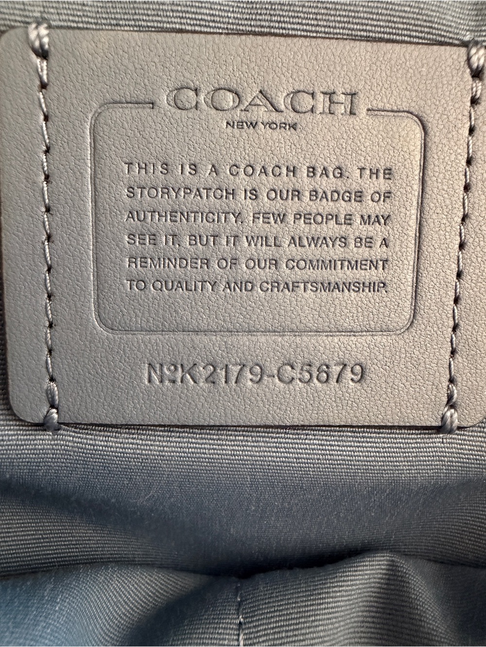 Coach Brown Signature Canvas Backpack with Blue Trim - Picture 4 of 5